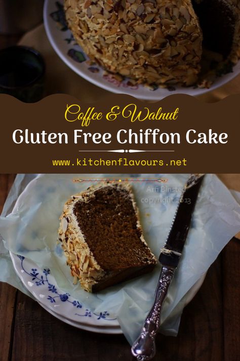 Walnut Chiffon Cake, French Buttercream, Gluten Free Coffee, Light Cake, Skillet Bread, Coffee And Walnut Cake, Gluten Free Cake Recipe, Cake Delicious, Fabulous Cakes