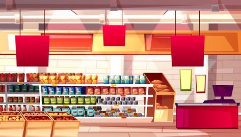 Supermarket Food, Checkout Counter, Gacha Backgrounds, Grocery Supermarket, Food Vector, Modern Cafe, Props Art, Grocery Foods, Display Signs