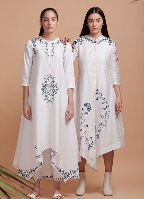 Grey Embroidery, Ideas Embroidery, Kurti Patterns, Designer Kurti Patterns, Tunic Designs, Kurti Embroidery Design, Designer Top, Cotton Kurti Designs, Kurta Designs Women