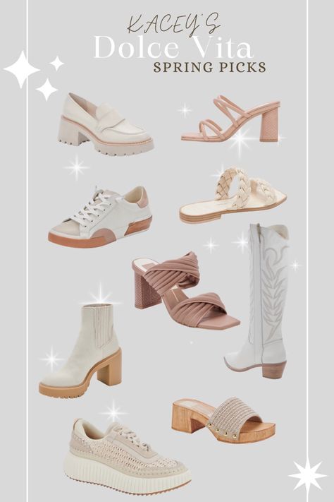 Spring 2023 shoe style trends from dolce vita Girls High Heel Shoes, Summer Shoes Trends, Whimsical Shoes, Spring Shoes Women, Trending Heels, Girls High Heels, Trending Womens Shoes, Basic Shoes, Spring Sneakers