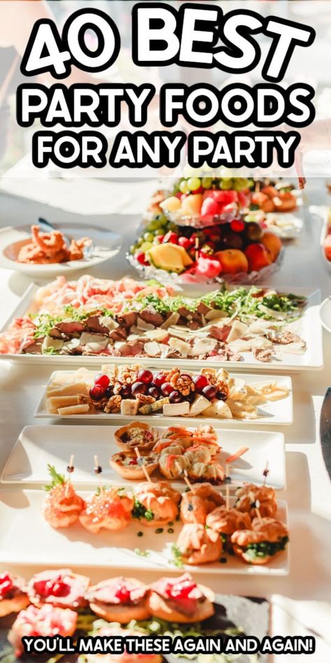 Best Party Foods, Lunch Party Menu, Adult Birthday Party Food, Party Food Menu, Party Food Bars, Party Food Bar, Birthday Lunch, Best Party Food, Party Food Buffet