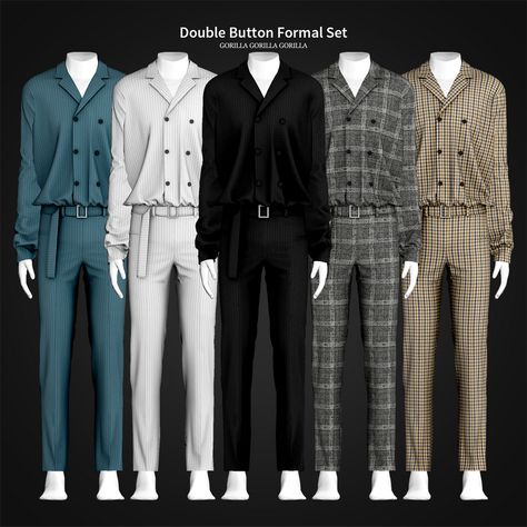 Double Button Formal Set | Gorilla Gorilla Gorilla on Patreon The Sims 4 Cc Clothing For Men Sets, Sims Men Formal, Sims Cc Formal Male, Sims 4 Cc Male Clothing Formal, Sims 4 Mods Man Clothes, Ts4 Cc Clothing Male Formal, Sims 4 Male Full Body Outfit, Sims 4 Male Clothes Formal, Sims 4 Tops Male