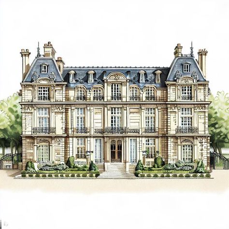 Chateau Plan, Wall Facade, Castle House Design, French Buildings, Tudor Style Homes, Christmas Village Houses, Building Concept, French Architecture, Castle Designs