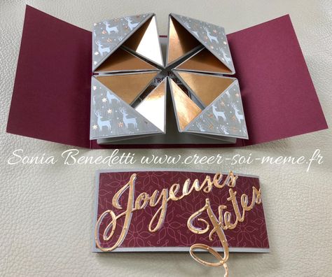 Carte et origami pour Noël et son tuto - Créer Soi Même Origami Christmas Cards, Christmas Cards Diy, Origami Decoration, Origami Envelope, Fancy Fold Card Tutorials, Origami Love, Diy Crafts For Girls, Noel Diy, Christmas Origami