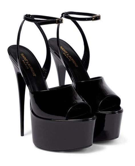 Heels Aesthetic, Shoes Heels Classy, Ysl Shoes, Heels Classy, Leather Platform Sandals, Saint Laurent Shoes, High Heel Sandals, Platform Heels, Luxury Shoes