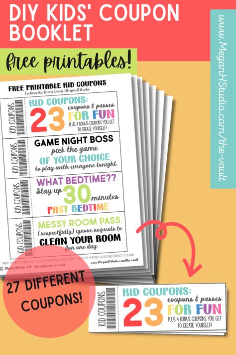 Free Printable Kid Coupons - MeganHStudio Kids Coupon Ideas, Ipad Inspiration, Coupons For Kids, Coupon Book Diy, Reward Tickets, Coupon Books, Reward System For Kids, Printable Coupon Book, Kid Dates