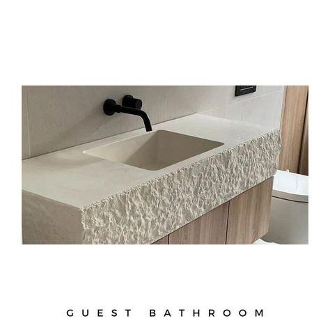 Travertine Sink Bathroom, Suspended Vanity, Limestone Bathroom, Guest Bathroom Vanity, Limestone Sink, Concrete Bath, Travertine Sinks, Stone Vanity, Bathroom Vanity Unit