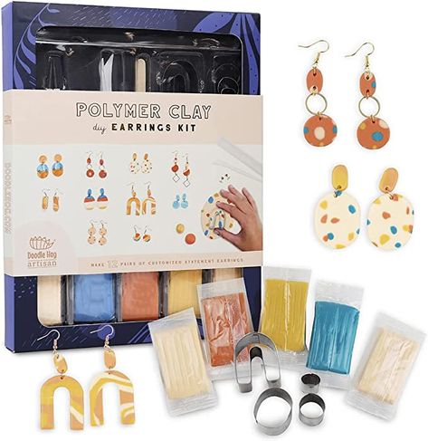 Clay Earring Making, Earring Making Supplies, Step Design, Earring Kit, Diy Crafts For Adults, Jewelry Making Kits, Polymer Clay Diy, Earring Making, Clay Earring