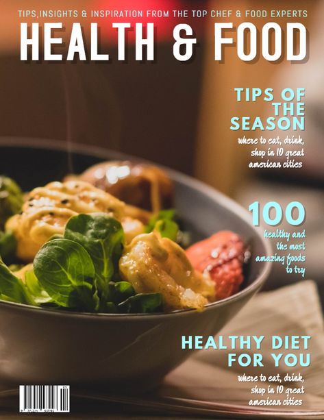 Food health magazine cover social media post template. Food Magazine Cover, Food Magazine Layout, Magazines Cover, Cooking Magazine, Ad Inspiration, Magazine Cover Template, Health Magazine Cover, Breakfast Food List, Social Media Post Template