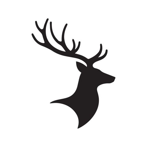 Vector hand drawn deer silhouette vector... | Premium Vector #Freepik #vector Deer Head Outline, Elk Logo, Stag Silhouette, Deer Head Silhouette, Elk Head, Deer Logo, Deer Vector, Wood Wall Art Diy, Deer Silhouette