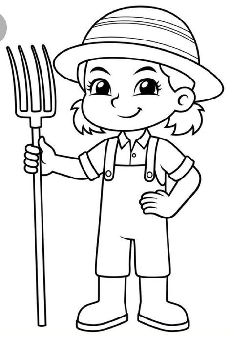 Cartoon Farmer, Fire Crafts, Farm Coloring Pages, Farmer Boy, Farmer Girl, Female Farmer, Farm Animal Coloring Pages, Coloring Pages For Boys, Community Helpers