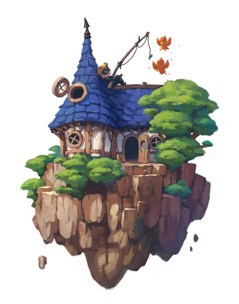 Baba Jaga, Floating Island, Isometric Art, Games Art, Adventure Games, Game Concept Art, Concept Art Drawing, Arte Sketchbook, Art Et Illustration