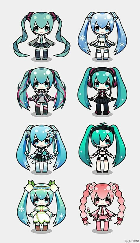 Cute Miku, Miku Hatsune Chibi, Miku Chan, Miku Hatsune Vocaloid, Vocaloid Characters, Miku Vocaloid, Miku Hatsune, Colorful Stage, Dessin Adorable