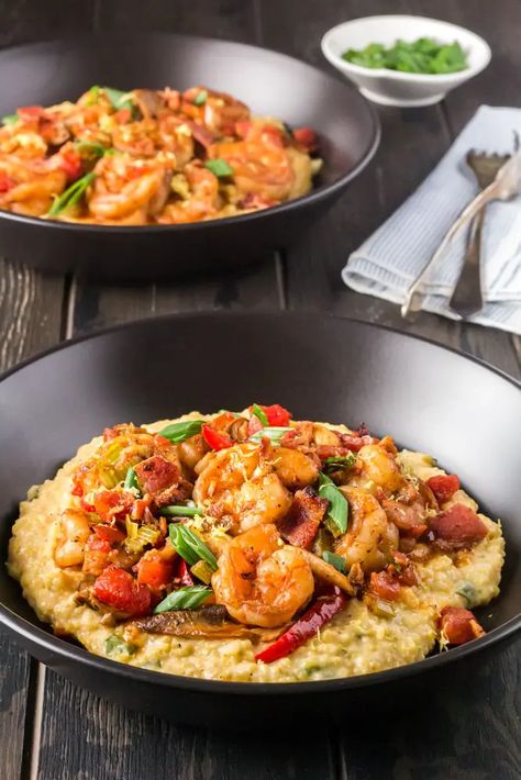 Shrimp And Grits Recipe New Orleans, Bbq Shrimp And Grits, Shrimp And Cheese Grits, New Orleans Bbq Shrimp, Instant Grits, Shrimp N Grits Recipe, Shrimp Marinade, Pescatarian Diet, Creamy Grits