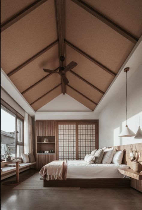 Bedroom Design Japandi, Japandi Lighting, Japandi Style Bedroom, Japandi Bedroom Ideas, Japandi Bedroom Design, Loft Conversion Bedroom, Interior Design Portfolio Layout, Japandi Bedroom, Japandi Interiors