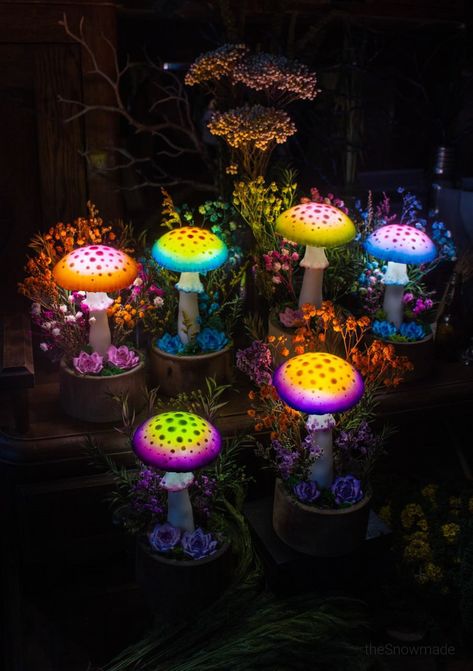 Mushroom lamps with succulents, flowers 🌺 powered by batteries and has touch switch Fairy glowing mushroom art with succulents - fungi light cottagecore vibe - glowing forest handmade night light - witchy craft home decor Fairy Nursery Theme, Light Cottagecore, Glowing Forest, Mushrooms Fairy, Mushroom Lamps, Fairy Night Light, Glowing Mushrooms, Fairy Nursery, Garden Houses