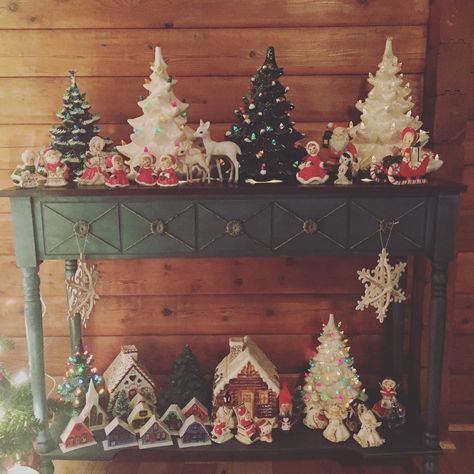 Ceramic tree display for Christmas 😍 Ceramic Tree Display Ideas, Ceramic Christmas Trees Display, Vintage Ceramic Christmas Tree Display, Ceramic Tree Display, Ceramic Christmas Tree Display, White And Pink Christmas, Funny Christmas Cartoons, Christmas Tree Display, Pink Christmas Trees