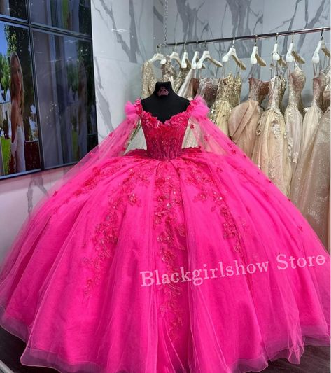 Rose Tulle 3D Floral 15 Quinceanera Dresses Lace Applique Beaded Mexico Cathedral Train Princess Dress vestido quinceañera - AliExpress 320 Magenta Quinceanera Dresses, Dark Pink Quinceanera Dresses, Enchanted Quince, 15 Quinceanera Dresses, 15 Quinceanera, Quincenera Dresses, Pink Quince, Quinceñera Dresses, Quince Decorations