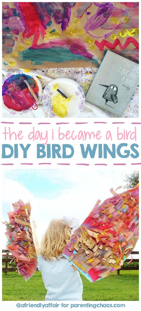 This DIY Bird Wings Craft for kids is absolutely adorable! Wing Activities Preschool, Bird Themed Activities For Preschoolers, Bird Unit Study Preschool, Bird Activities For Preschoolers, Bird Week Preschool Activities, Bird Day Activities, Preschool Bird Crafts, Bird Preschool Activities, Preschool Bird Activities