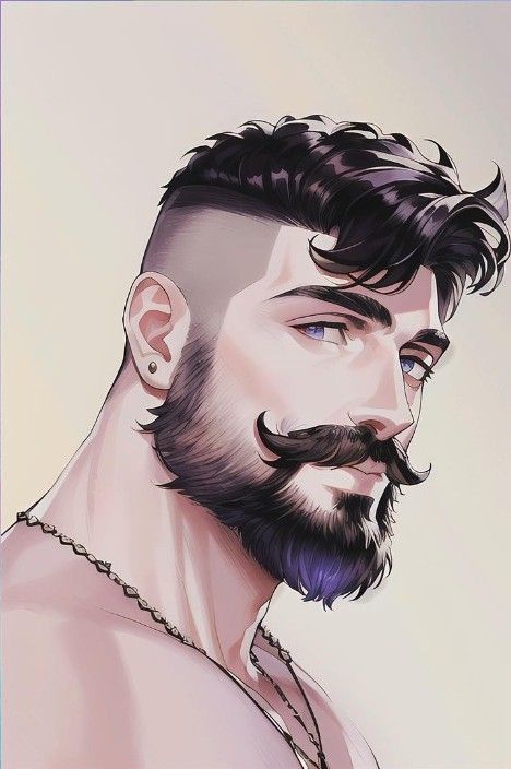 Big Man Drawing Reference, How To Draw Beard, Bearded Man Art, Mustache Drawing, Noxus League Of Legends, Beard Drawing, Last Kingdom, Mens Hairstyles With Beard, Curly Hair Drawing