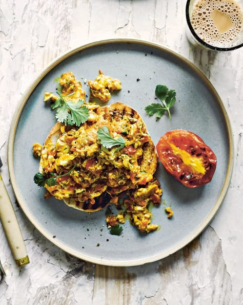 Dishoom's Akuri (spiced scrambled eggs) | delicious. magazine Scrambled Eggs Recipe, Delicious Magazine, Bread Bun, Recipes Drinks, Dinner Dishes, Breakfast Dishes, Scrambled Eggs, Recipes Breakfast, Curry Recipes