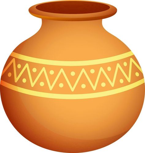 Isolated clay water pot on white background. Pot Drawing Design, Clay Water Pot, Pot Image, Drawing Water, Print Outs, White Pot, Productive Things To Do, Jambalaya, Vector Portrait