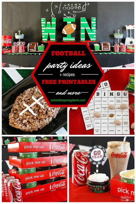 Football Party Ideas - Complete football party plan including free printables, recipes and DIY decor by Michelle's Party Plan-It #shareyourspirit [ad] @samsclub Tailgating Party Ideas, Fantasy Football Party, Fun Game Ideas, Football Party Ideas, Football Party Games, Soccer Snacks, Football Tailgate Party, Fantasy Football Humor, Football Cupcakes