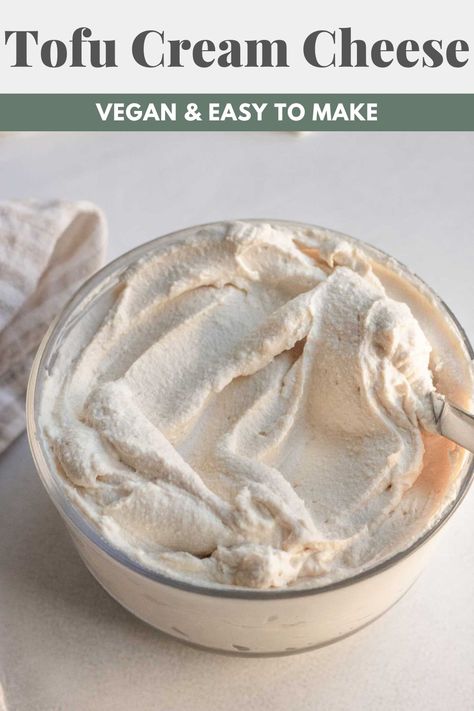 This creamy Homemade Tofu Cream Cheese is easy to make and requires 6 ingredients that help to add in some extra protein to our spread. Tofu Cream, Tofu Cream Cheese, Vegan Brunch Recipes, Homemade Tofu, Dairy Free Cream Cheese, Vegan Breakfast Easy, Extra Protein, Healthy Vegan Breakfast, Vegan Brunch