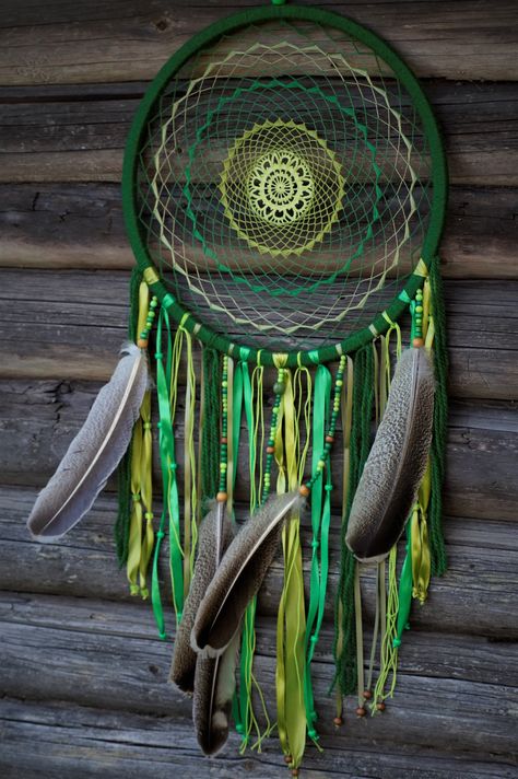 Green dream catcher big size by individual order Hand made with love instagram@SleepyCathomedecor Green Dream Catcher, Fb Cover, Fb Covers, Dream Catchers, Made With Love, Big Size, Mint Green, Dream Catcher, With Love