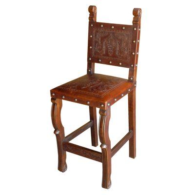 Astoria Grand Navarette 29" Bar Stool Finish: Antique Brown Western Kitchen, Black Forest Decor, Rustic Bar, Western Furniture, Kitchen Window Treatments, Beautiful Bars, Leather Bar Stools, Running Horses, Leather Bar