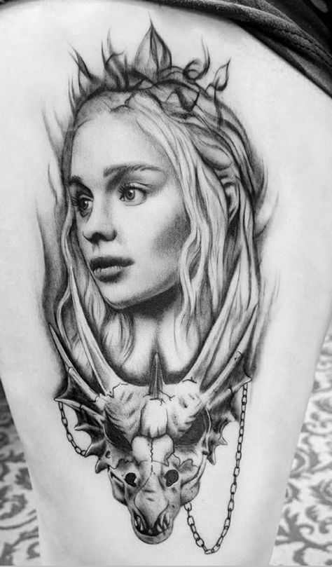 Danarys Targaryen, Daenerys Targaryen Tattoo, Targaryen Tattoo, Game Of Thrones Tattoo, My Queen, Face Tattoo, Tattoo Inspo, Artsy Fartsy, Tattoos And Piercings