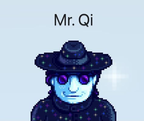 Qi Stardew Valley, Grandpa Shrine Stardew, Stardew Valley Goth Outfit, Grandpas Grave Stardew Valley, Mr Qi Stardew Valley, Stardew Valley Mr Qi, Mr Qi, Krobus Stardew, Stardew Valley