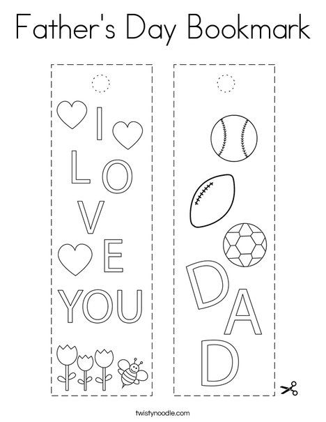 Fathers Day Bookmark From Kids, Father’s Day Bookmark, Fathers Day Bookmark, Animal Coverings, Bookmark Coloring, Father Days, Fathers Day Coloring Page, Father's Day Activities, Twisty Noodle