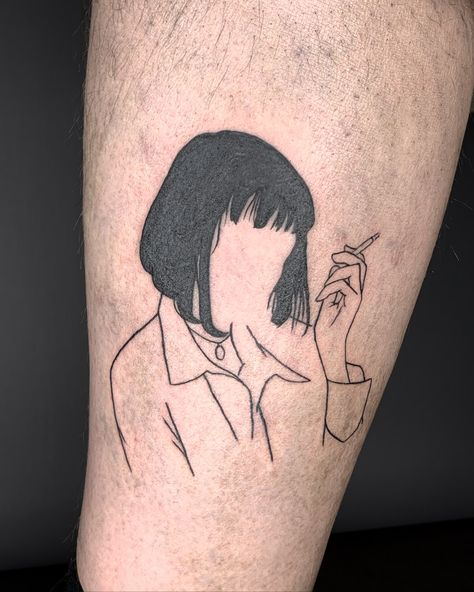 Who should I draw next? Leave me a comment and I’ll pick some to do in my style! @thedarkessence @metrixtattoo Mia Wallace Tattoo, Mia Pulp Fiction, Fiction Tattoo, Pulp Fiction Tattoo, Mia Wallace Pulp Fiction, Pulp Fiction Mia, Faceless Portrait, Pulp Fiction, Skull Tattoo