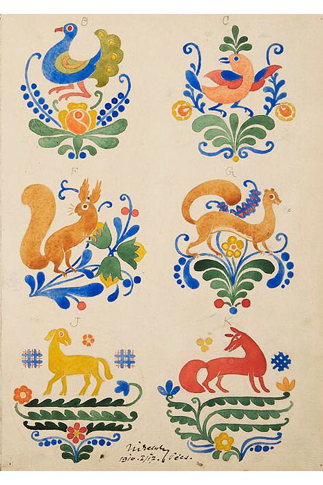 Design is fine. History is mine. — Géza Nikelszky, decor illustration, 1910. Pécs,... Folk Illustration, Decor Illustration, Arte Folk, Polish Folk Art, Russian Folk Art, Folk Art Flowers, Folk Design, Scandinavian Folk Art, Folk Embroidery