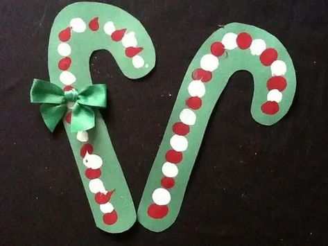 65+ Adorable Christmas Crafts for Kids to Make - HubPages Candy Cane Crafts For Preschool, Candy Cane Handprint Craft, Fingerprint Candy Cane, Toddler Candy Cane Craft, Candy Cane Art Preschool, Candy Cane Fingerprint, Candy Cane Crafts Preschool, Candy Canes Craft, Candy Cane Crafts For Kids