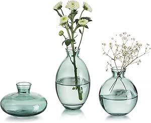 Glass Vases Centerpieces, Vases For Flowers, Verde Vintage, Vase Transparent, Small Vases, Small Glass Vases, Art Deco Vases, Tiny Wedding, Mini Flowers