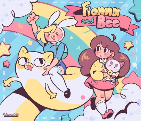 Adveture Time, Fionna And Cake, Bee And Puppycat, Adventure Time Art, Cartoon Crossovers, Funky Art, Cute Doodles, Cartoon Art Styles, Cartoon Network