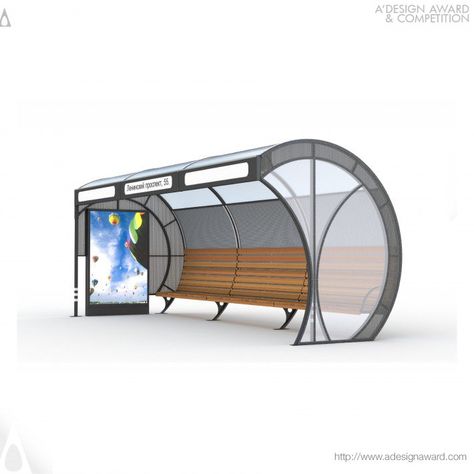 A' Design Award and Competition - Images of Shell by Evgeniy Ivaschenko Bus Stop Design, Bus Shelters, Bus Stand, Shelter Design, Wood Gate, Desain Furnitur Modern, Urban Furniture, Shed Design, Street Furniture