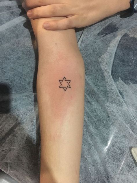 Star Of David Tattoo Small, Jewish Star Tattoo Small, Jewish Tattoos For Women, David Star Tattoo, Jewish Star Tattoo, Star Of David Tattoo, Jewish Tattoo, David Tattoo, Hebrew Tattoo