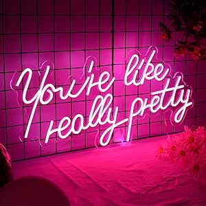 You're Like Really Pretty Neon Sign for Wall Decor, 26.8 x 13 inch Neon Sign Wall Art Gifts Pink Neon Sign for Bachelorette Party Wedding Engagement Dinner Bedroom Decoration You're Like Really Pretty, Pink Neon Sign, Gifts Pink, Engagement Dinner, Neon Sign Wall, Youre Like Really Pretty, Pink Neon, Sign Wall, Bedroom Decoration