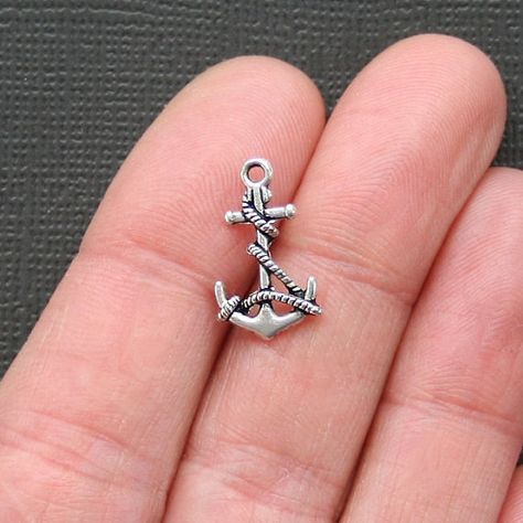 15 Anchor Charms Antique Silver Tone 2 sided - SC2093 via Etsy Diy Pendant Necklace, Anchor Charm, Craft Making, Lucky Charms, Polymer Clay Beads, Clay Beads, Diy Necklace, Anchors, Jewelry Making Supplies