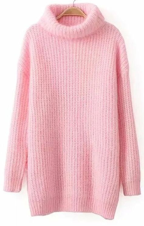 Pink High Neck Long Sleeve Knit Sweater | SHEIN USA Pullovers Outfit, Pastel Outfit, Long Sleeve Knit Sweaters, High Neck Long Sleeve, Simple Trendy Outfits, Knitting Women Sweater, Kawaii Clothes, Autumn Fashion Women, Kawaii Fashion