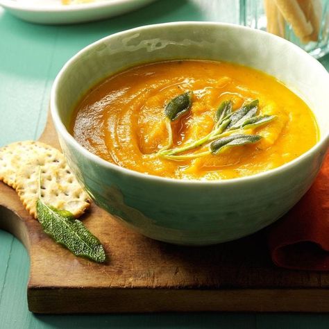 Vegan Squash Soup, Soup With Sage, Sage Soup, Pumpkin Curry Soup, Butternut Squash And Sage, Butternut Squash Sage, Vegan Butternut Squash Soup, Creamy Butternut Squash, Best Curry