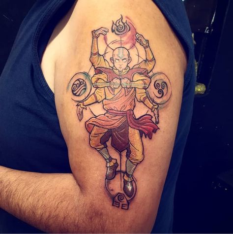 From super cute Appa tattoos to ones of Aang looking ready for battle, here are 19 of our favorite Avatar: The Last Airbender tattoos to inspire you to get your own before the remake Last Airbender Tattoo, Avatar The Last Airbender Tattoo, Airbender Tattoo, Atla Tattoo, Pretty Flower Tattoos, Avatar Tattoo, Tatuaje A Color, Spine Tattoos, Arm Tattoos