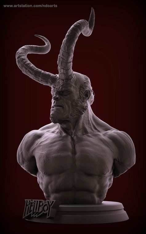 ArtStation - HellBoy bust, Fernando Vieira Hell Boy, Zbrush Character, Dark Creatures, 3d Printed Objects, Bust Sculpture, Fantasy Creatures Art, 3d Assets, Flower Phone Wallpaper, Creature Art