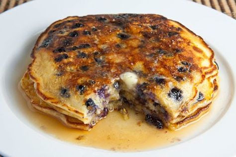 Blueberry Cornmeal Pancakes Blueberry Cornmeal Pancakes, Blueberry Ricotta Pancakes, Blueberry Ricotta, Cornmeal Pancakes, Berry Pancakes, Griddle Cakes, Closet Cooking, Cakes To Make, Ricotta Pancakes