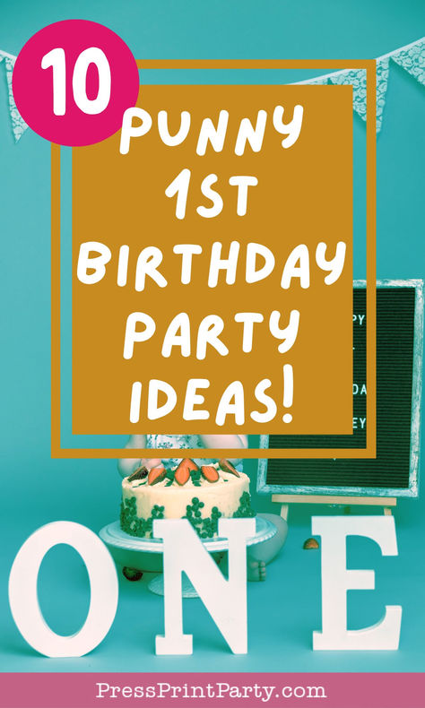 Celebrate your little one's big day with these Punny 1st Birthday Party Ideas! Perfect for both girls and boys, these creative party themes, decorations, and party favors are filled with sweet puns and funny touches. From "wild one" themes to clever wordplay, these ideas are perfect for making your child's first birthday unforgettable. Get inspired with these fun and unique party ideas! by Press Print Party! Pun First Birthday Theme, The Fresh One Birthday Party, Food Themed First Birthday Party, First Birthday Pun Themes, Funny 1st Birthday Theme, Unique First Birthday, March Birthday Theme, Funny Birthday Party Themes, First Birthday Boy Themes Ideas