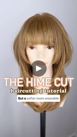 22K views · 1.1K reactions | How to get The Hime Cut ✂️ Haircut Tutorial #authenticbeautypartner  . This haircut in its classic form is super cute! Leave it to me, however, to always make a wearable and softer version . Follow along step by step to learn how to offer this trend to your guests who still want to feel natural while adding some edge and fun to their overall look . Products used to style: @authenticbeautyconcept.us  🍃 Hydrate spray conditioner to hydrate and prep for styling, offering the perfect amount of weight and slip 🍃 Shaping Cream used to add shine, control and sleekness - can be used before and/or after heat tolls and provides heat protection up to 450° . Link in bio to shop! Follow for more hair education and haircutting tutorials! I will be sharing hairstyles, step Pixie Haircut Tutorial Step By Step, Hime Cut Tutorial, Easy Haircuts To Do At Home, Short Haircut Tutorial Step By Step, Hime Cut Round Face, Himecut Short Hair, Diy Lob Haircut Tutorial, Hime Cut Wavy Hair, Layered Hime Haircut