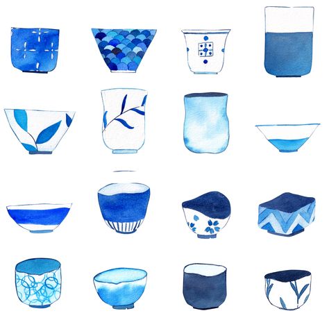 Blue tea cups doodlings Tea Cups Watercolor, Blue Tea Cups, Tea Cup Drawing, Blue Tea Cup, Japanese Tea Cups, British Tea, Blue Tea, Blue Cups, Japan Culture